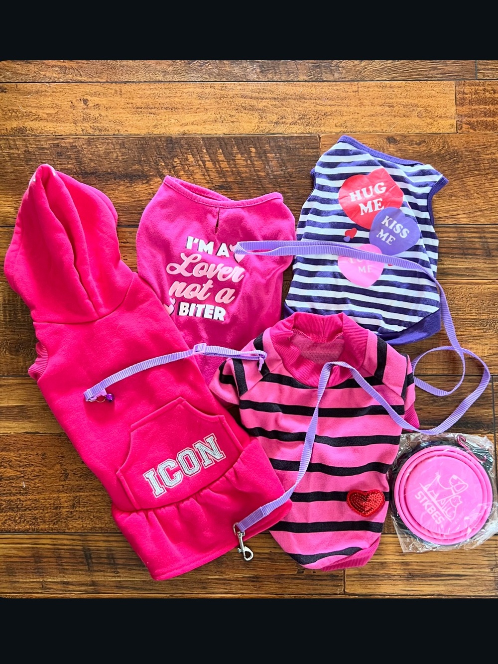 Small Female Dog Clothing, Leash & Collar Bundle